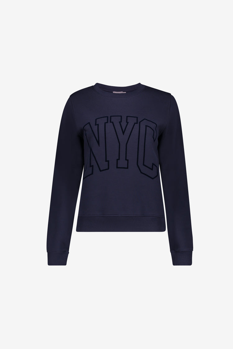 Geisha sweater met NYC print in navy