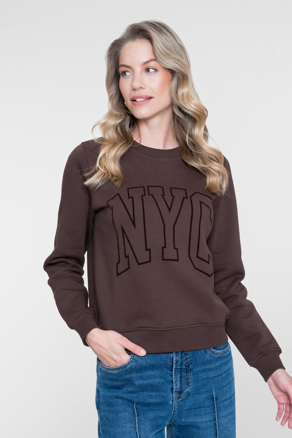 Geisha sweater met NYC-opdruk