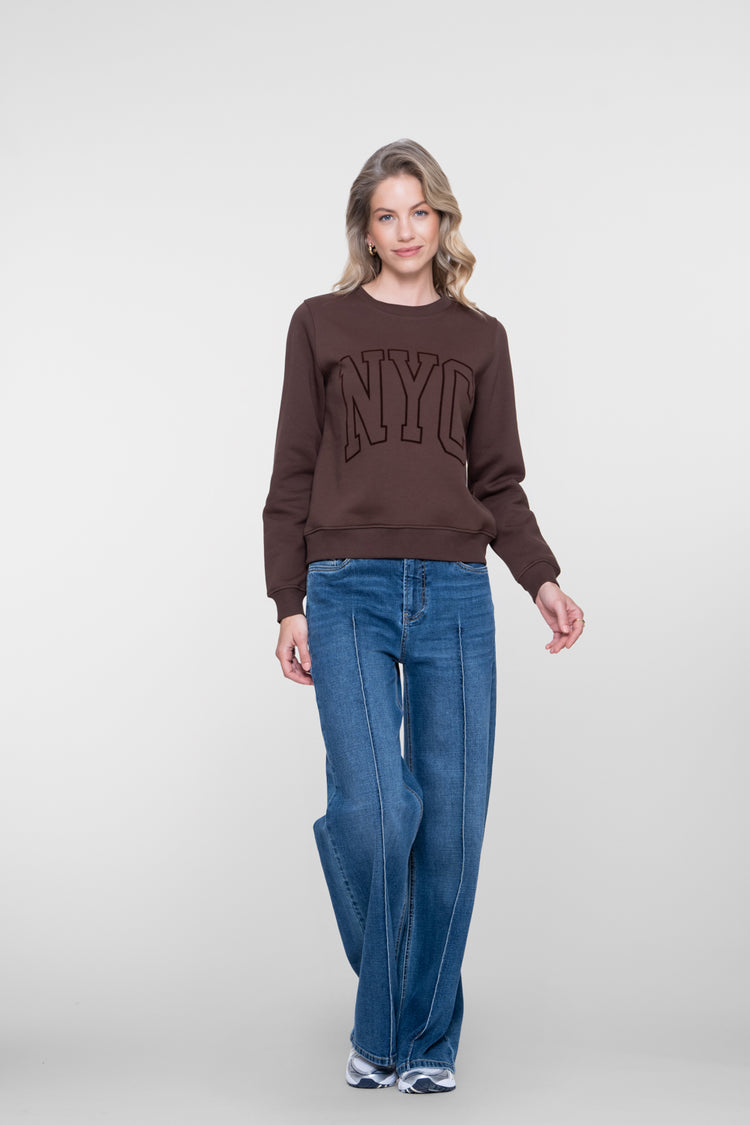 Geisha sweater met NYC-opdruk