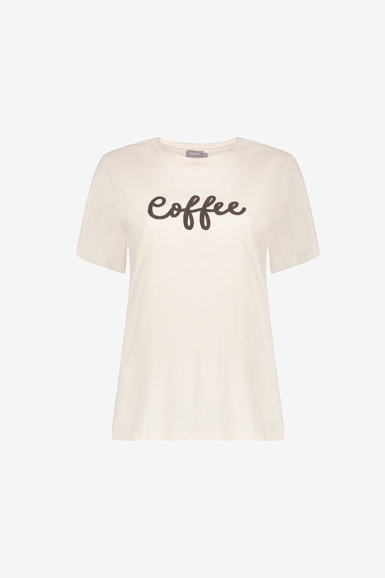 Geisha T-shirt met ''Coffee'' borduursel