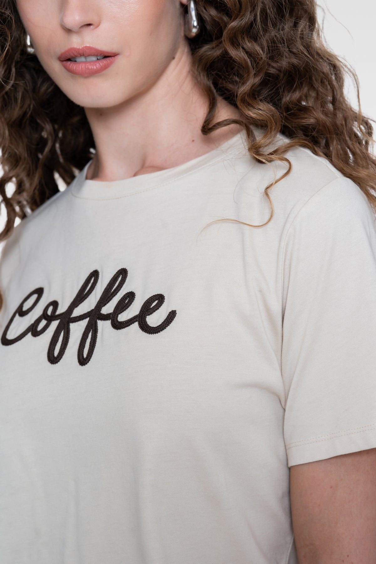 Geisha T-shirt met ''Coffee'' borduursel