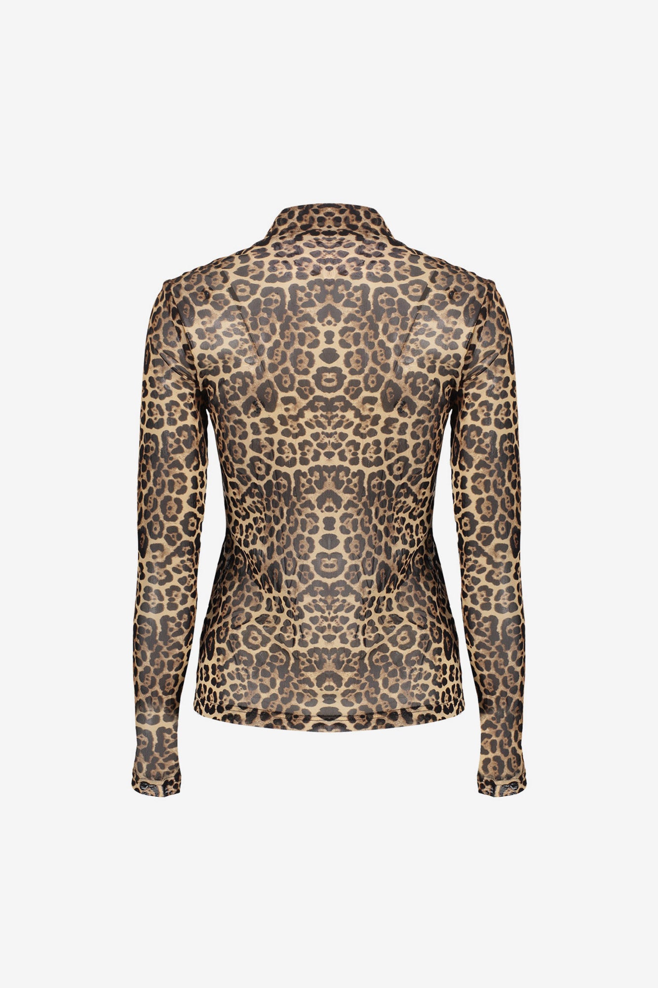 Geisha mesh top met panterprint en turtle neck