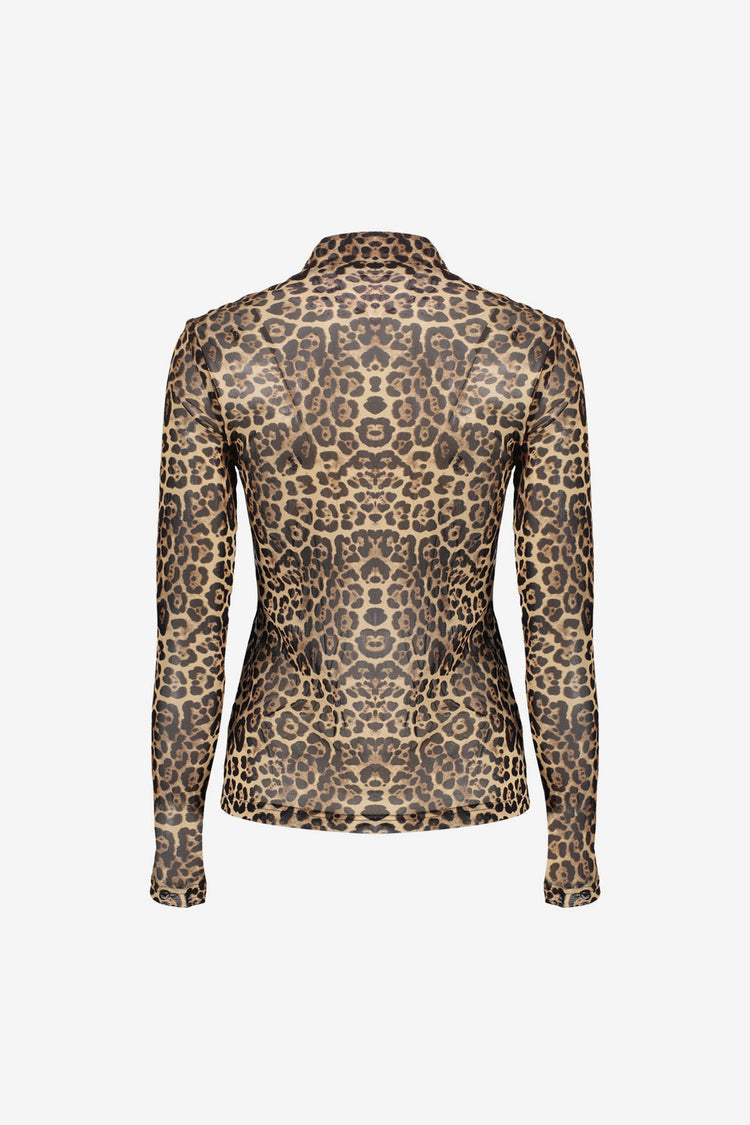 Geisha mesh top met panterprint en turtle neck