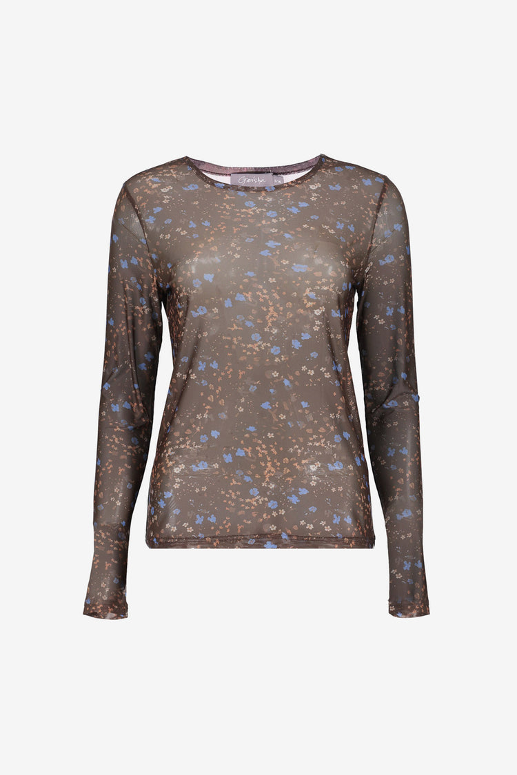 Geisha mesh top met bloemenprint