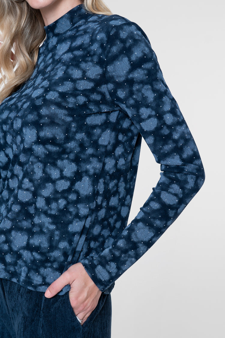 Geisha top met dessin, rhinestones en turtle neck