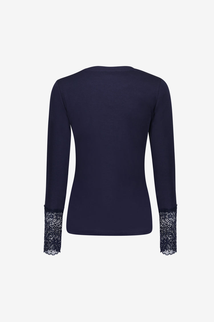 Geisha basic top met kanten manchetten