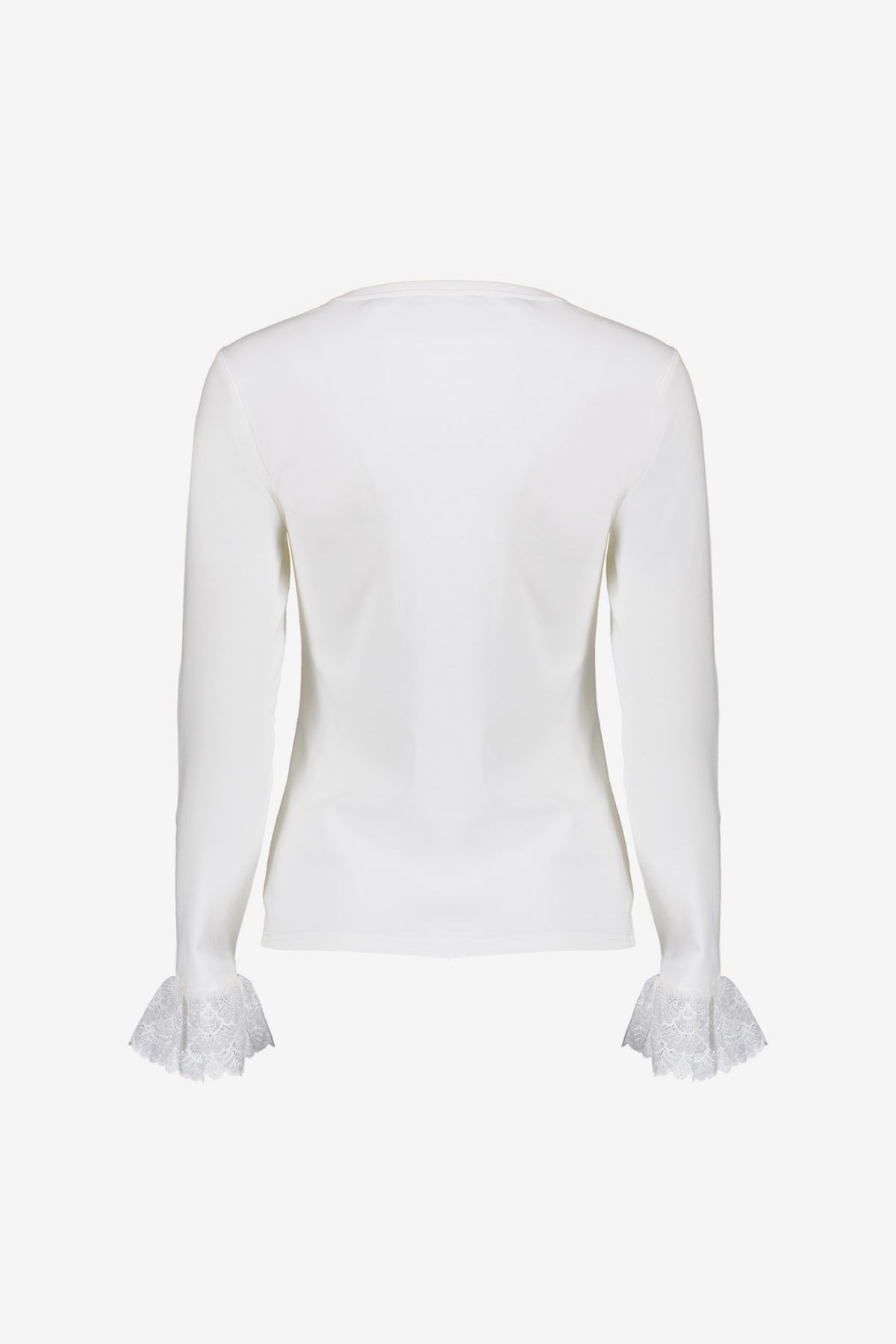 Geisha basic top met kanten volantmanchetten