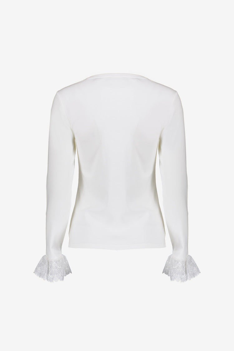 Geisha basic top met kanten volantmanchetten