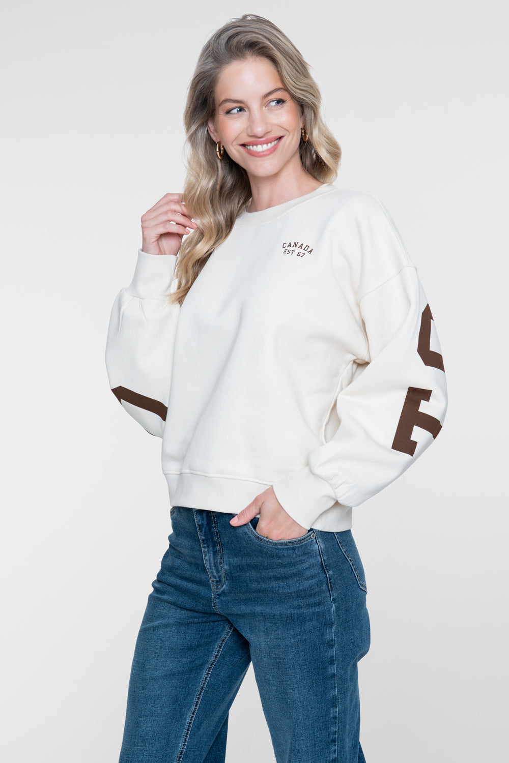 Geisha sweater met Toronto backprint en sportieve uitstraling – Shop de look