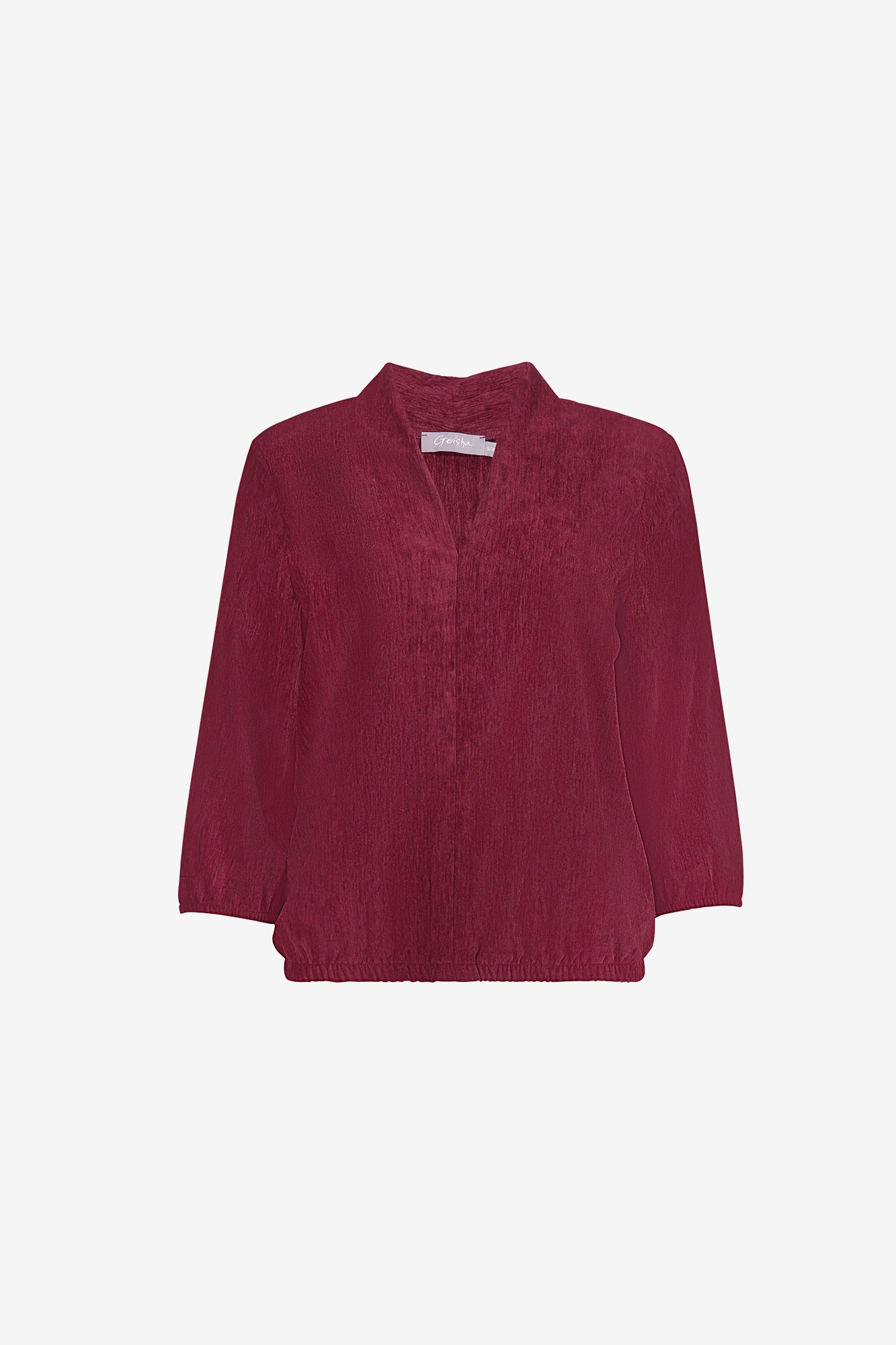 Geisha veloursachtige top met V-snit en 3/4 mouwen