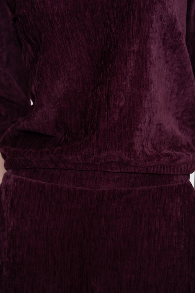 Geisha veloursachtige top met V-snit en 3/4 mouwen