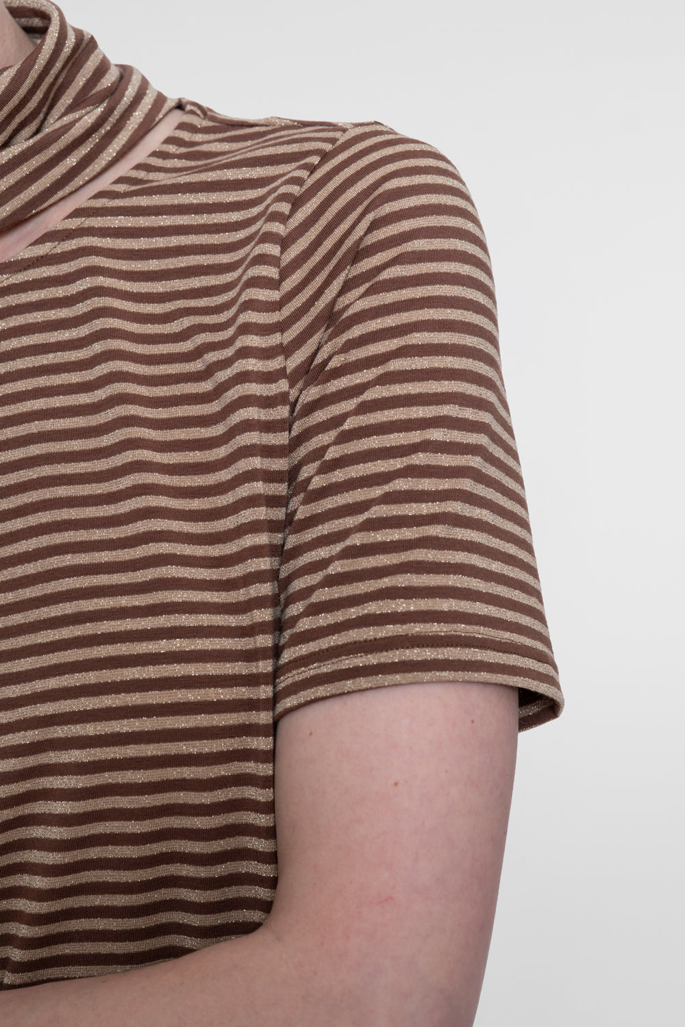 Geisha gestreepte top met vaste strikhals en lurex