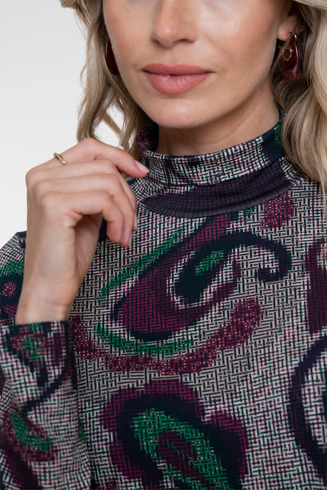 Geisha aansluitende top met grafische paisleyprint