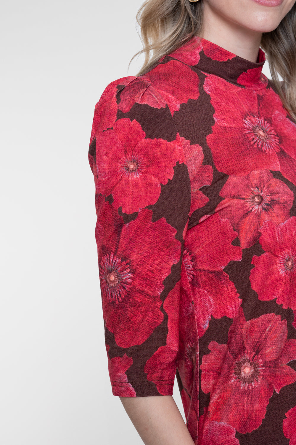 Geisha top met halflange mouwen en bloemenprint