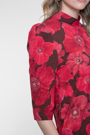 Geisha top met halflange mouwen en bloemenprint
