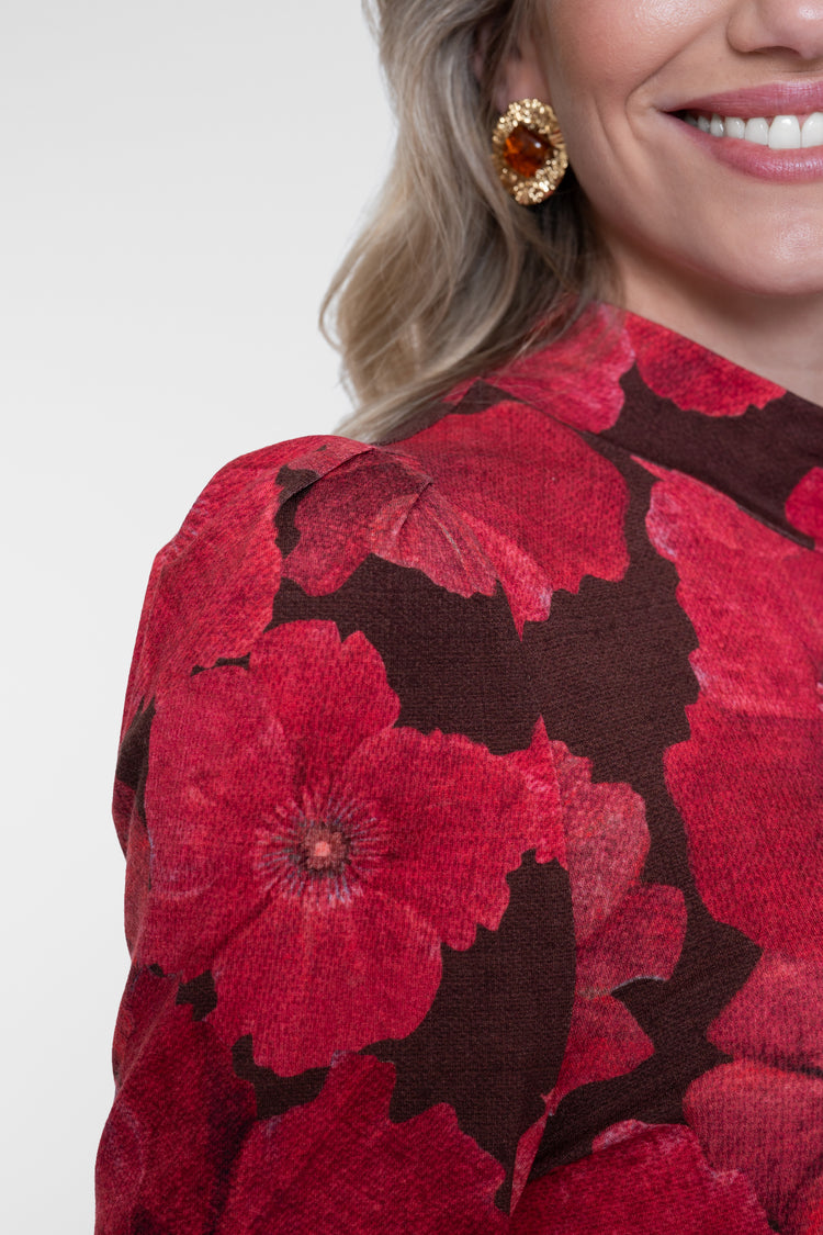 Geisha top met halflange mouwen en bloemenprint