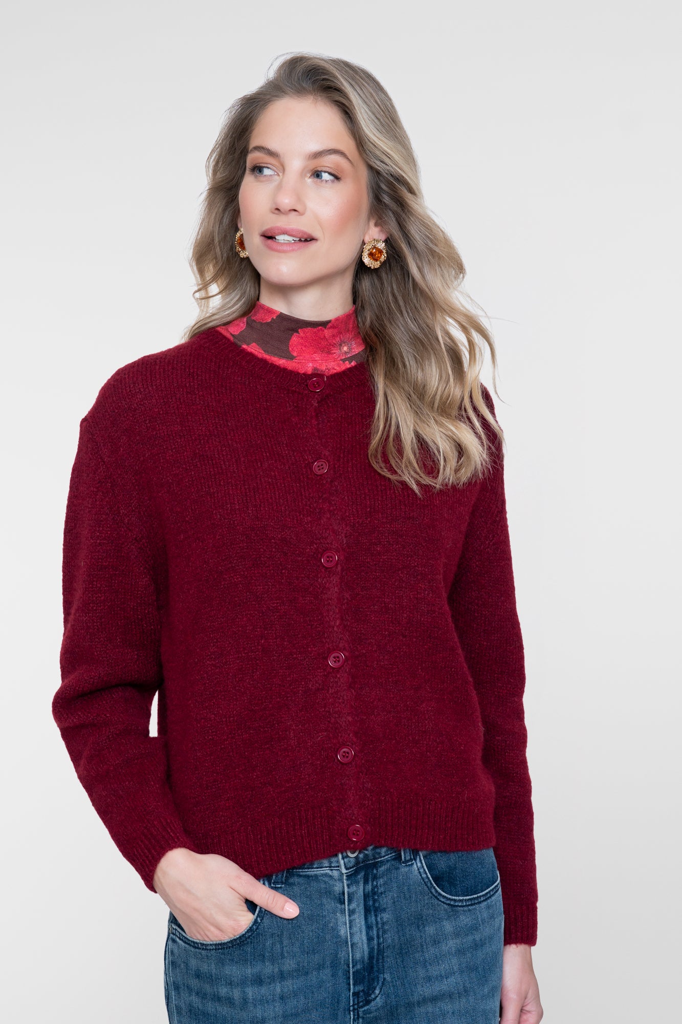 Geisha top met halflange mouwen en bloemenprint