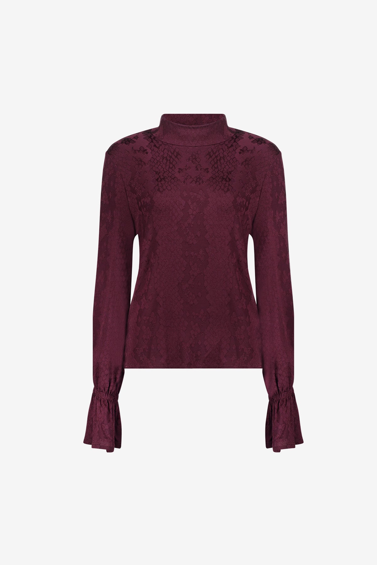 Geisha top met slangenprint en ruffle mouwen