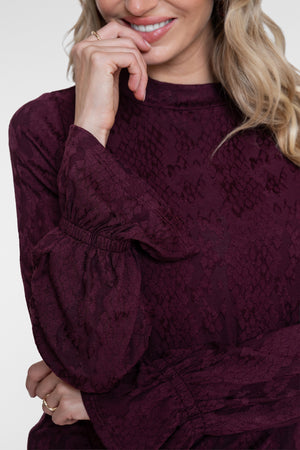 Geisha top met slangenprint en ruffle mouwen