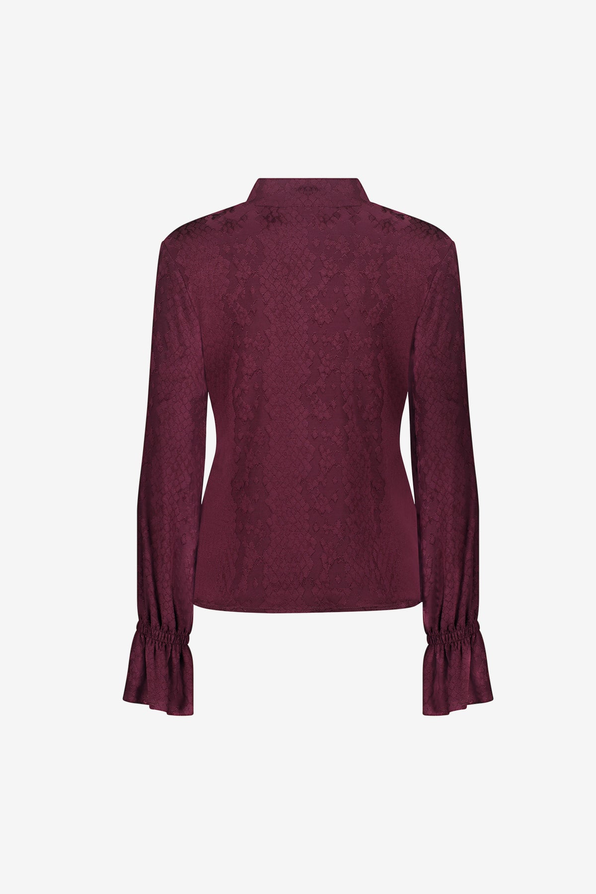 Geisha top met slangenprint en ruffle mouwen