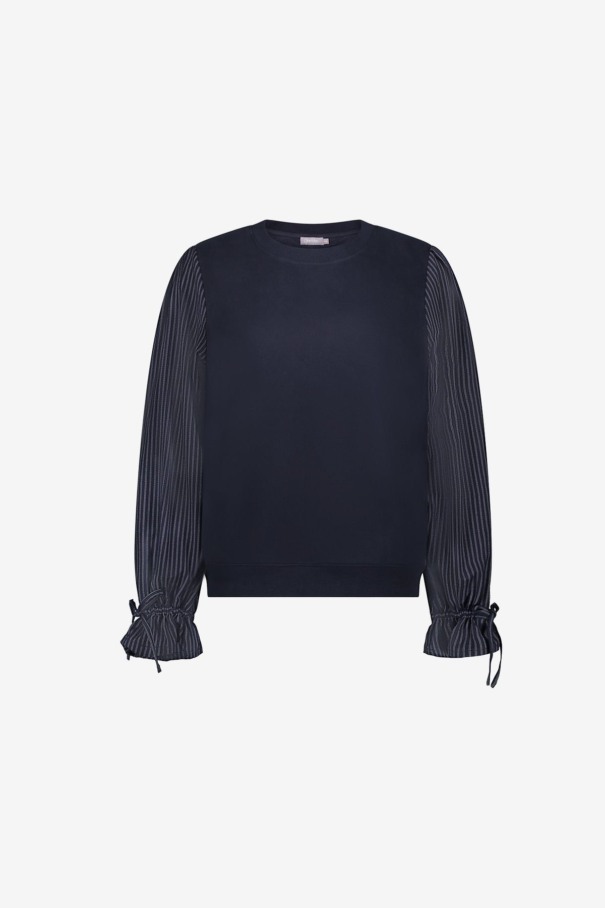 Geisha sweater met gestreepte blousemouwen en ruffle details