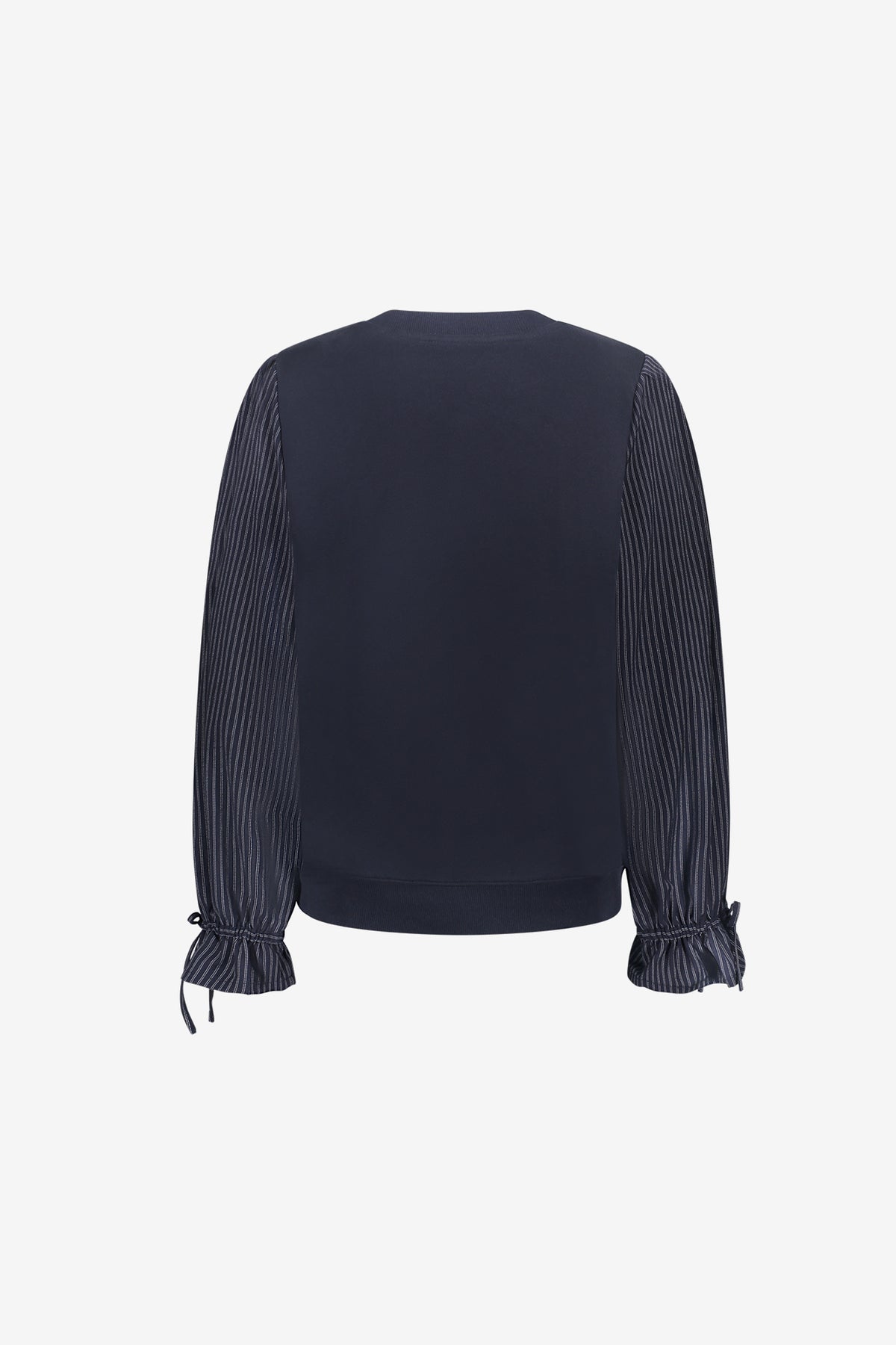 Geisha sweater met gestreepte blousemouwen en ruffle details