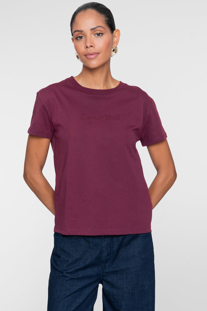 Geisha T-shirt met geborduurde Current Mood tekst