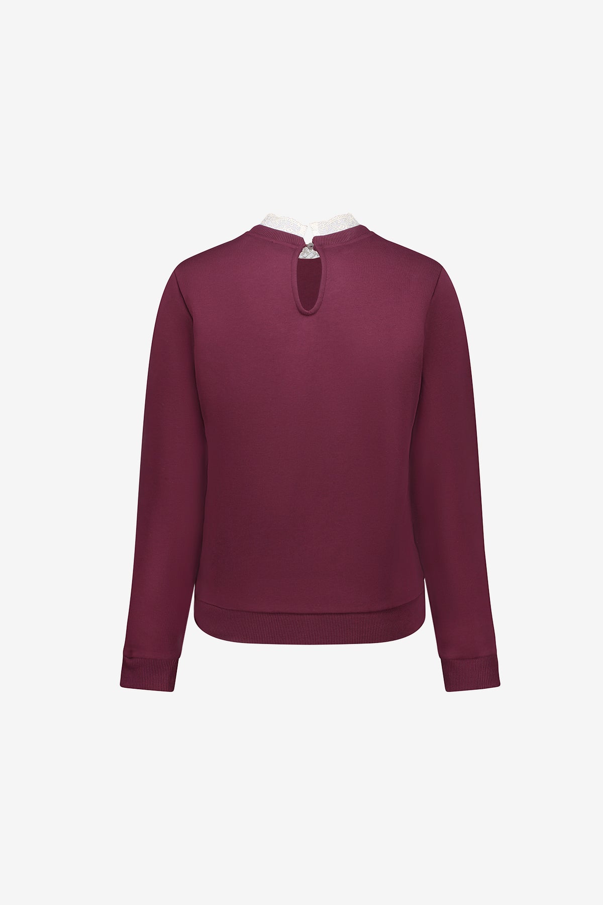 Geisha sweater met kanten kraagje in burgundy