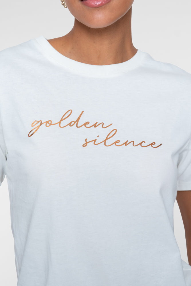 Geisha wit T-shirt met Golden Silence print