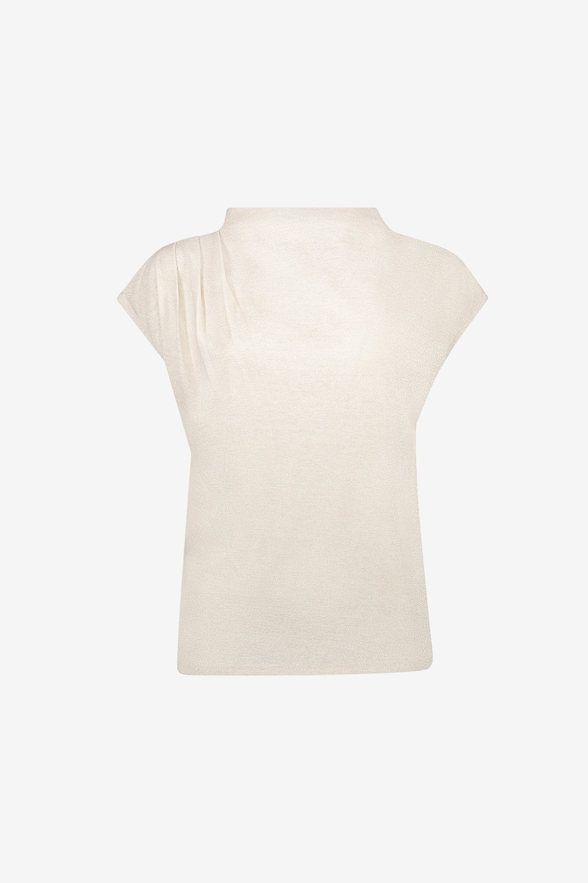 Geisha top met gouden lurex en gedrapeerd schouderdetail