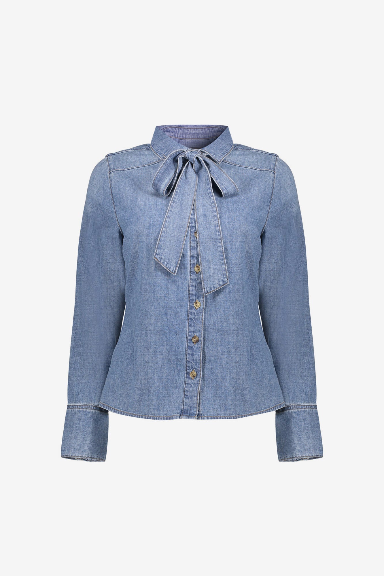 Geisha blouse denim met strik