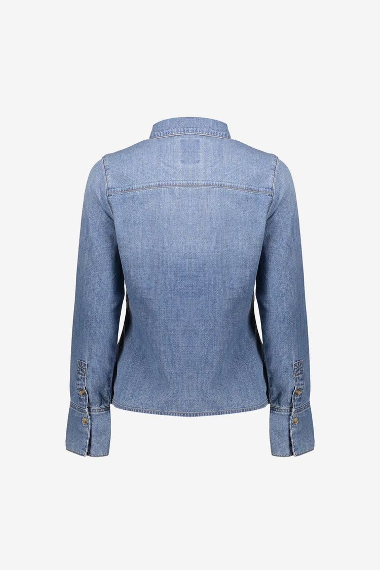 Geisha blouse denim met strik