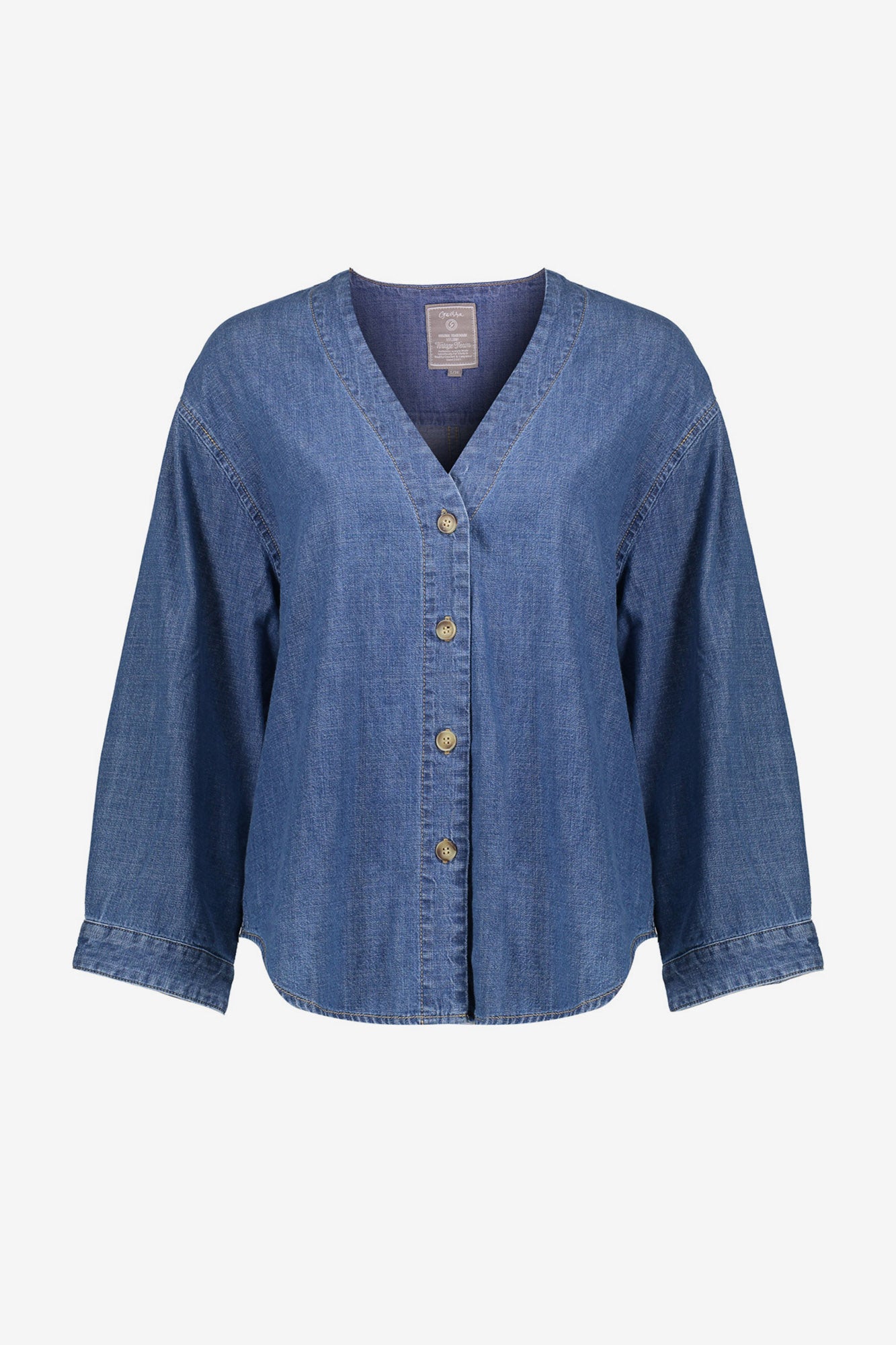 Geisha denim blouse met V-hals