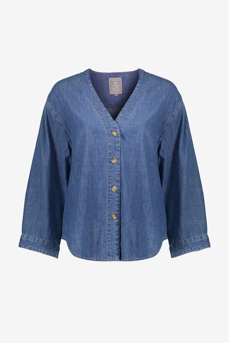 Geisha denim blouse met V-hals