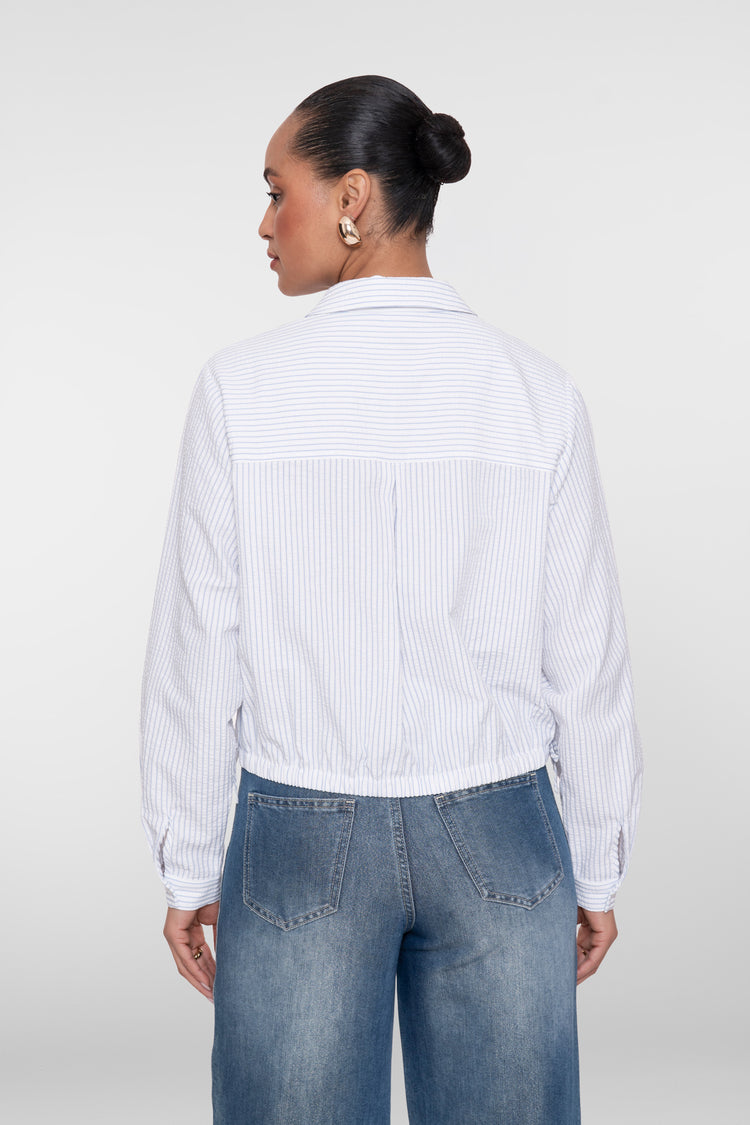 Geisha blouse met blauw en wit strepen