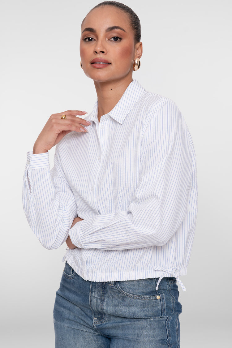 Geisha blouse met blauw en wit strepen