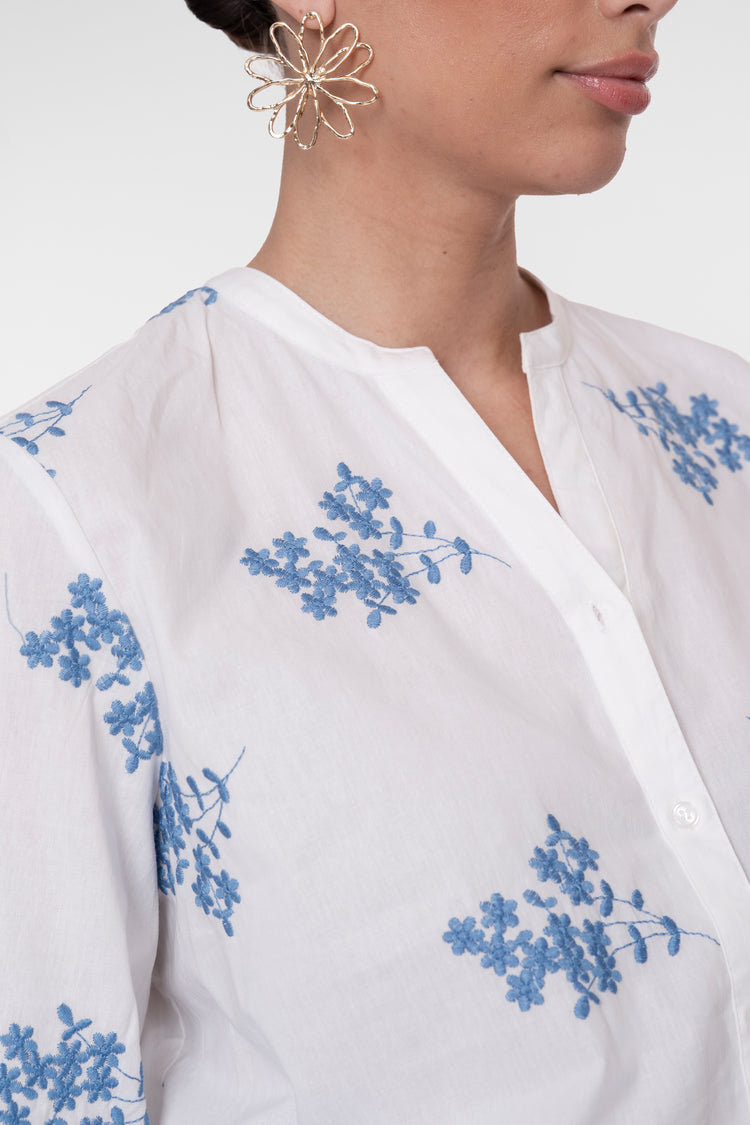 Geisha blouse geborduurde bloemen