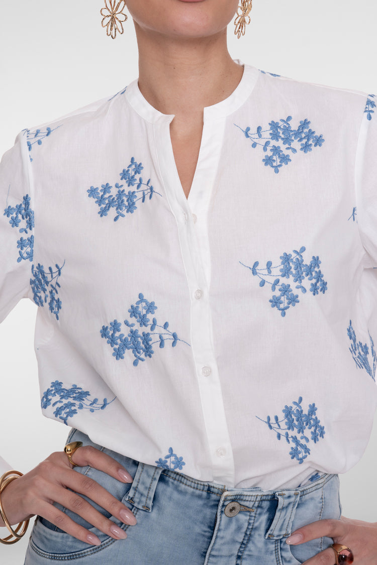 Geisha blouse geborduurde bloemen