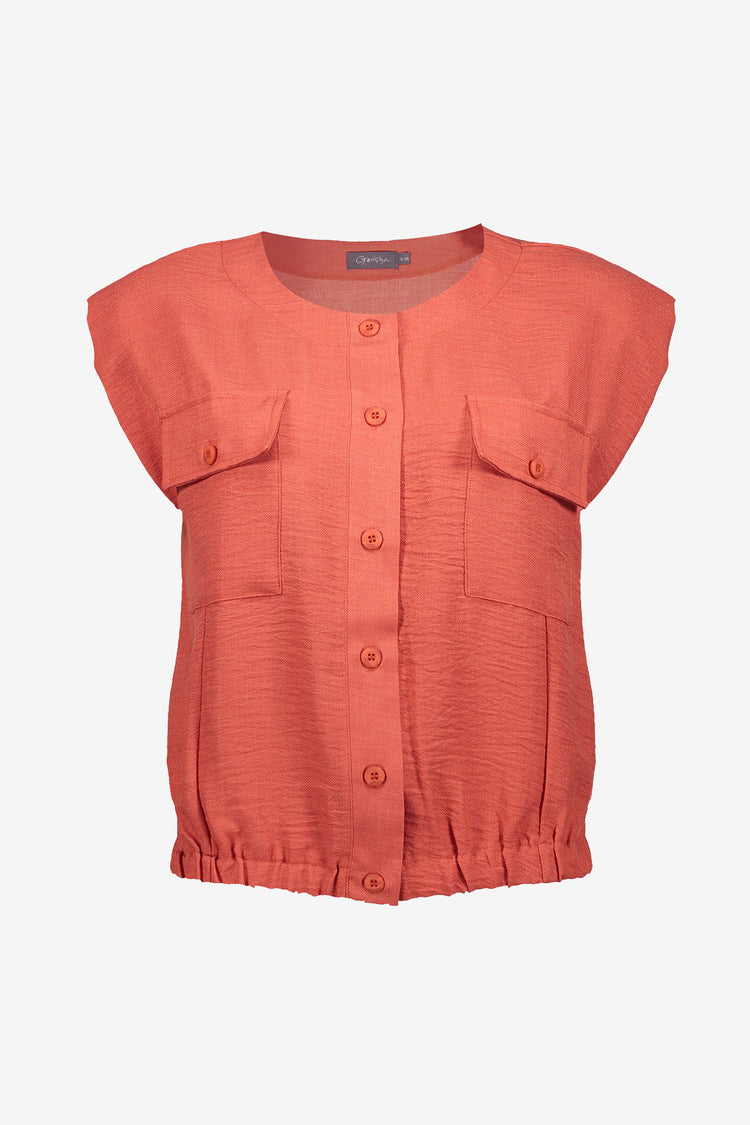 Geisha cropped blouse met linnenlook