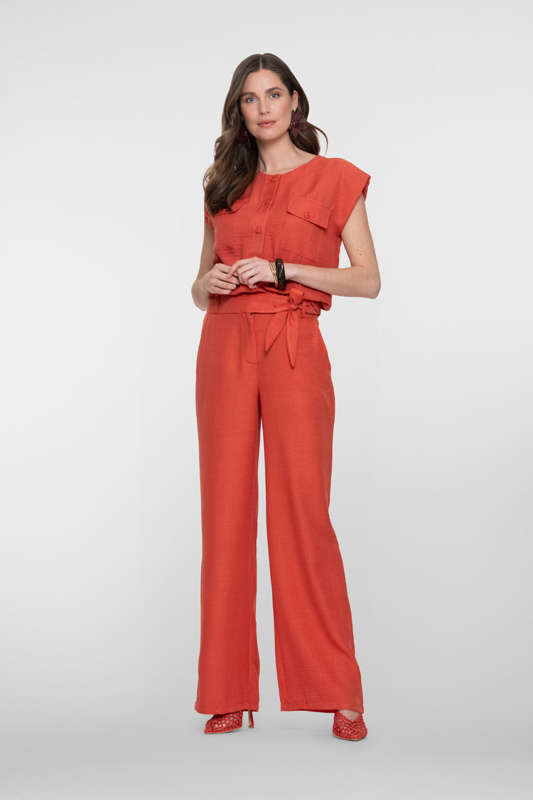 Geisha cropped blouse met linnenlook