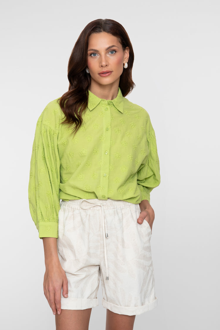 Geisha blouse lime met broderie