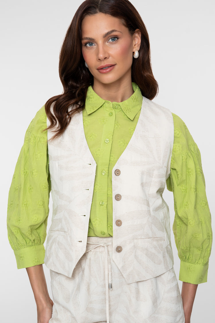 Geisha blouse lime met broderie