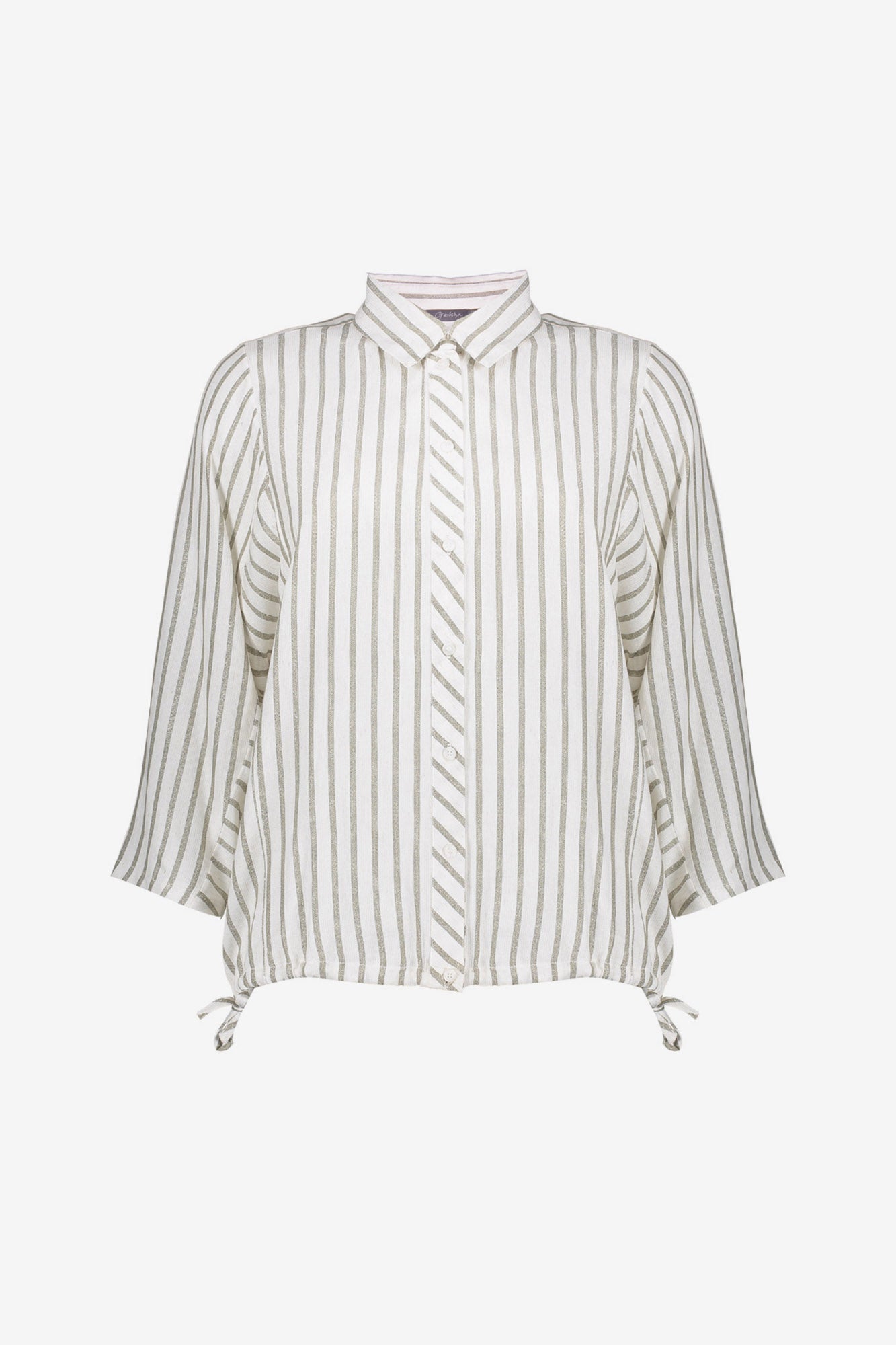 Geisha damesblouse met zilveren strepen en losse fit