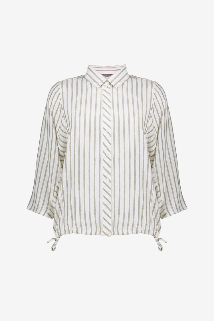 Geisha damesblouse met zilveren strepen en losse fit