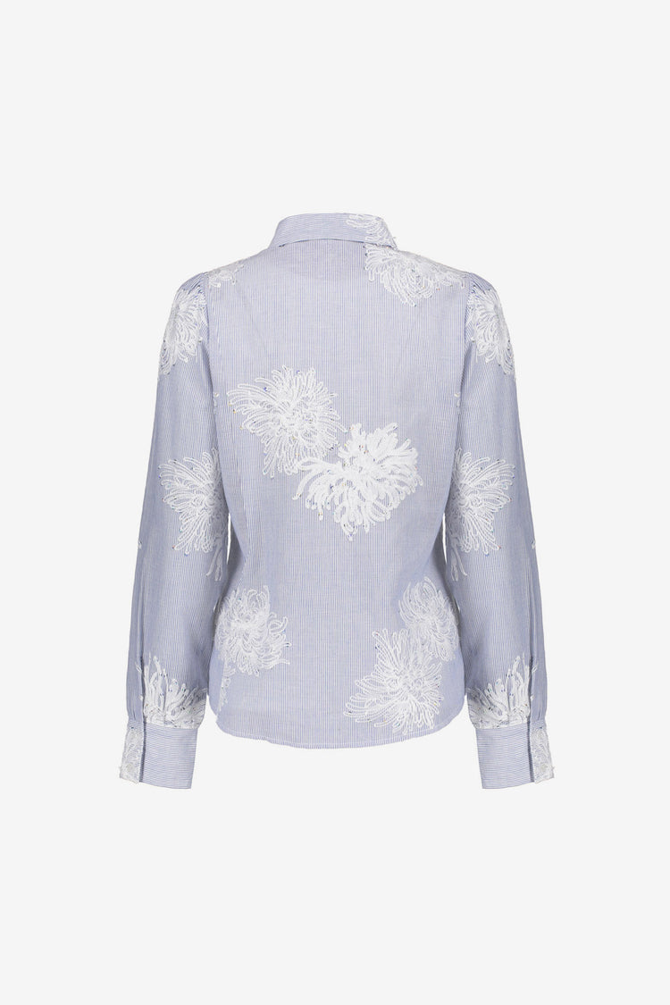 Geisha blouse met geborduurde bloemen en strepen