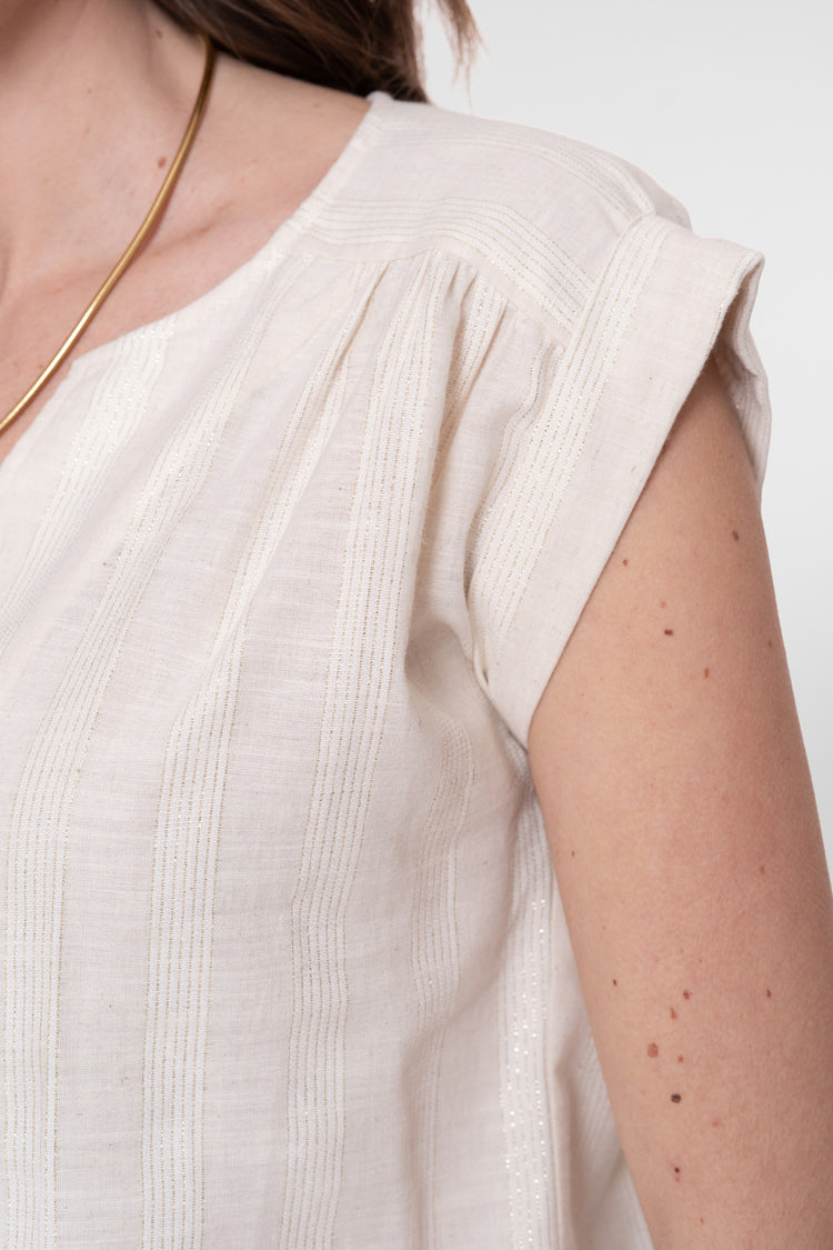 Geisha blouse met sierlijke striksluiting en lurex