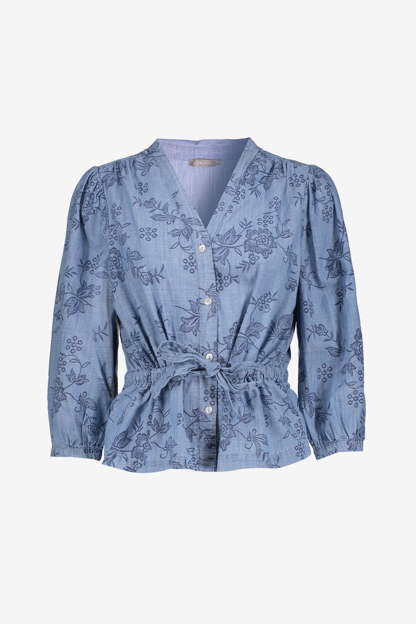 Geisha peplum chambray blouse