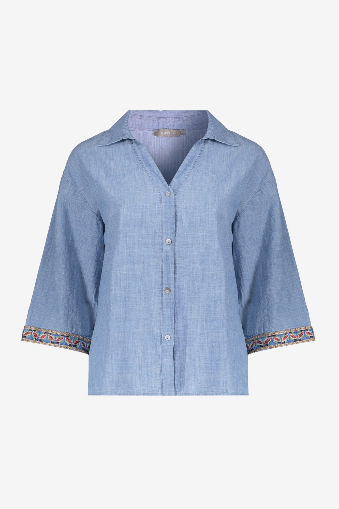 Geisha blouse denim met tape detail