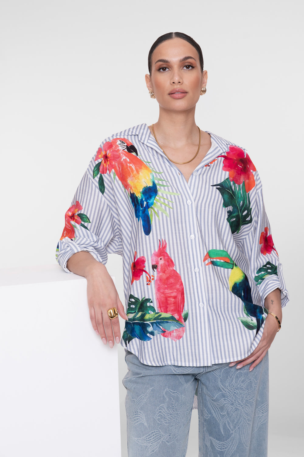 Geisha blouse tropische print