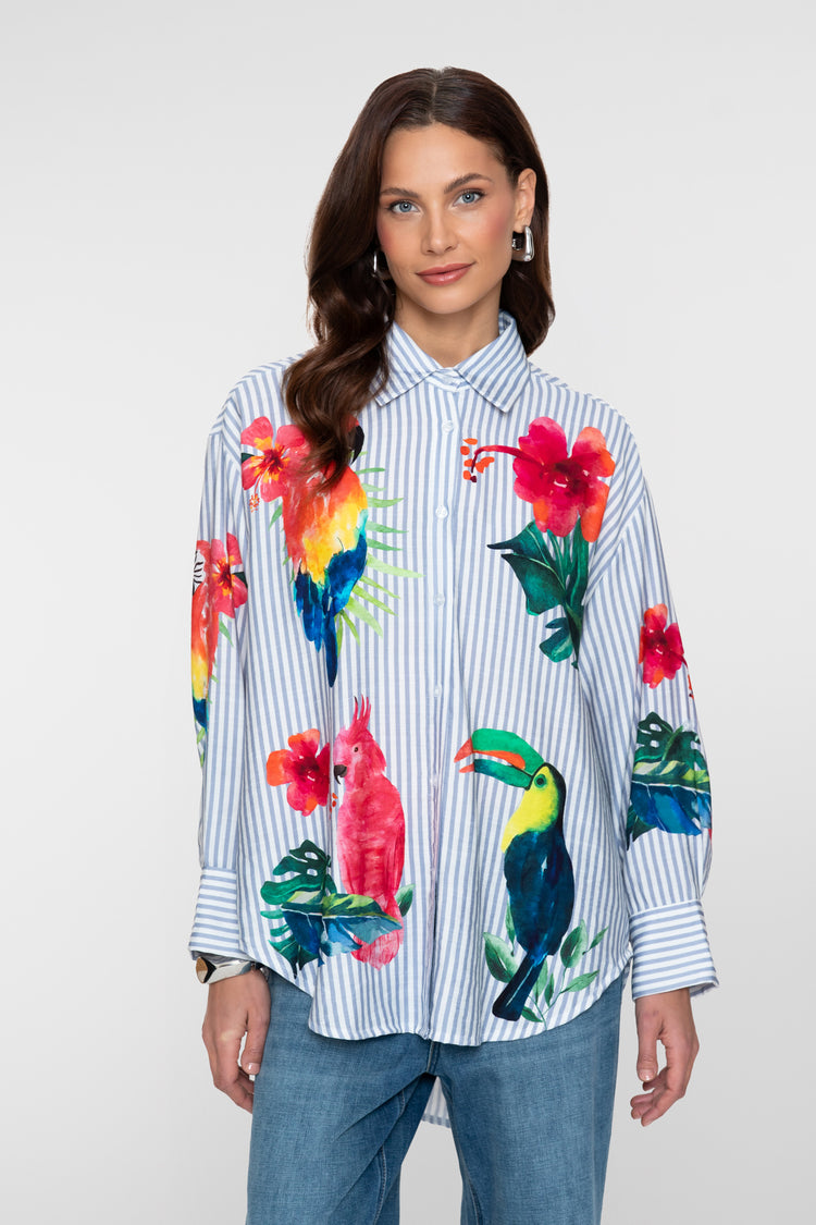 Geisha blouse tropische print